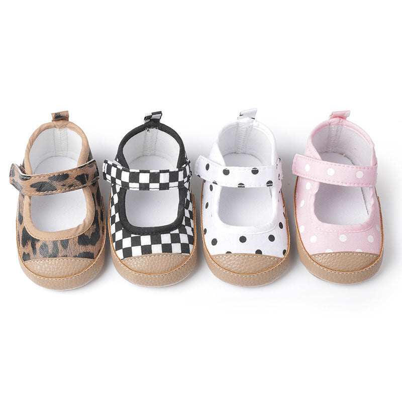 Baby Girl Velcro Shoes with PVC Soles