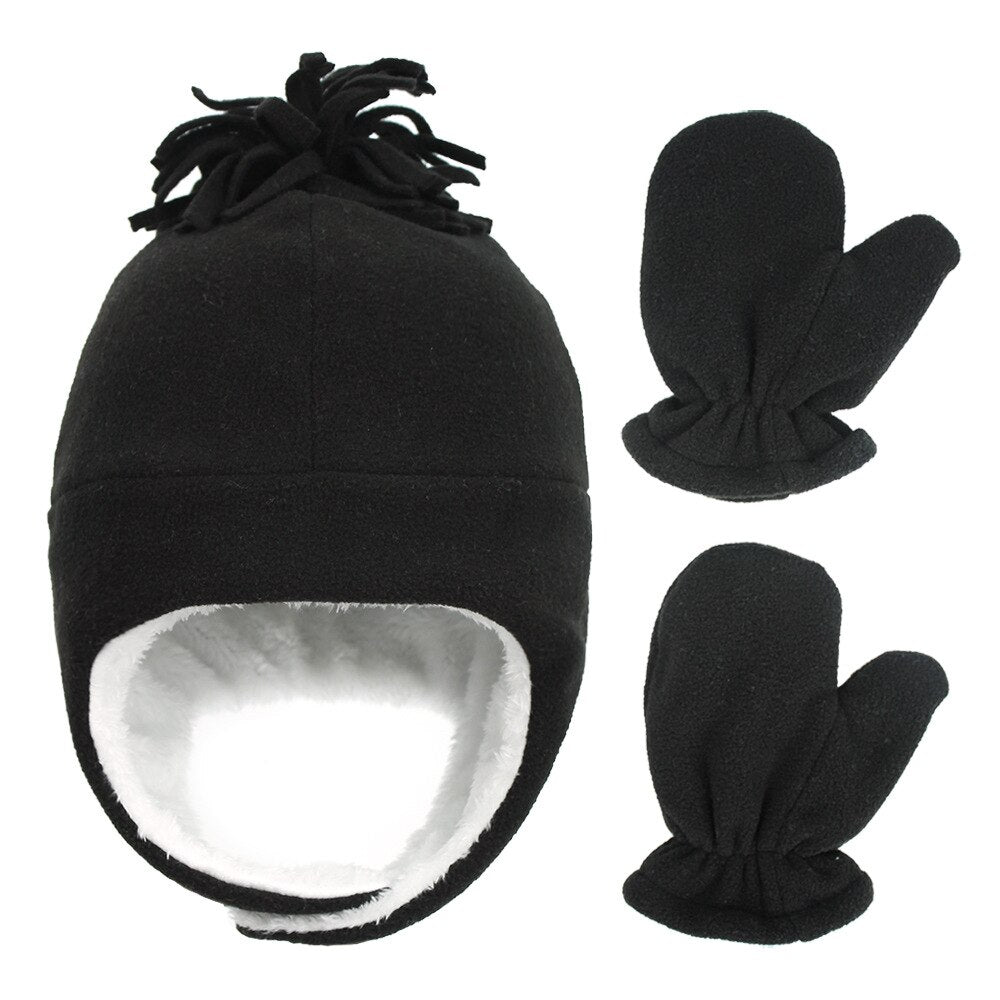 Newborn Beanie Hat & Gloves Set with Ears