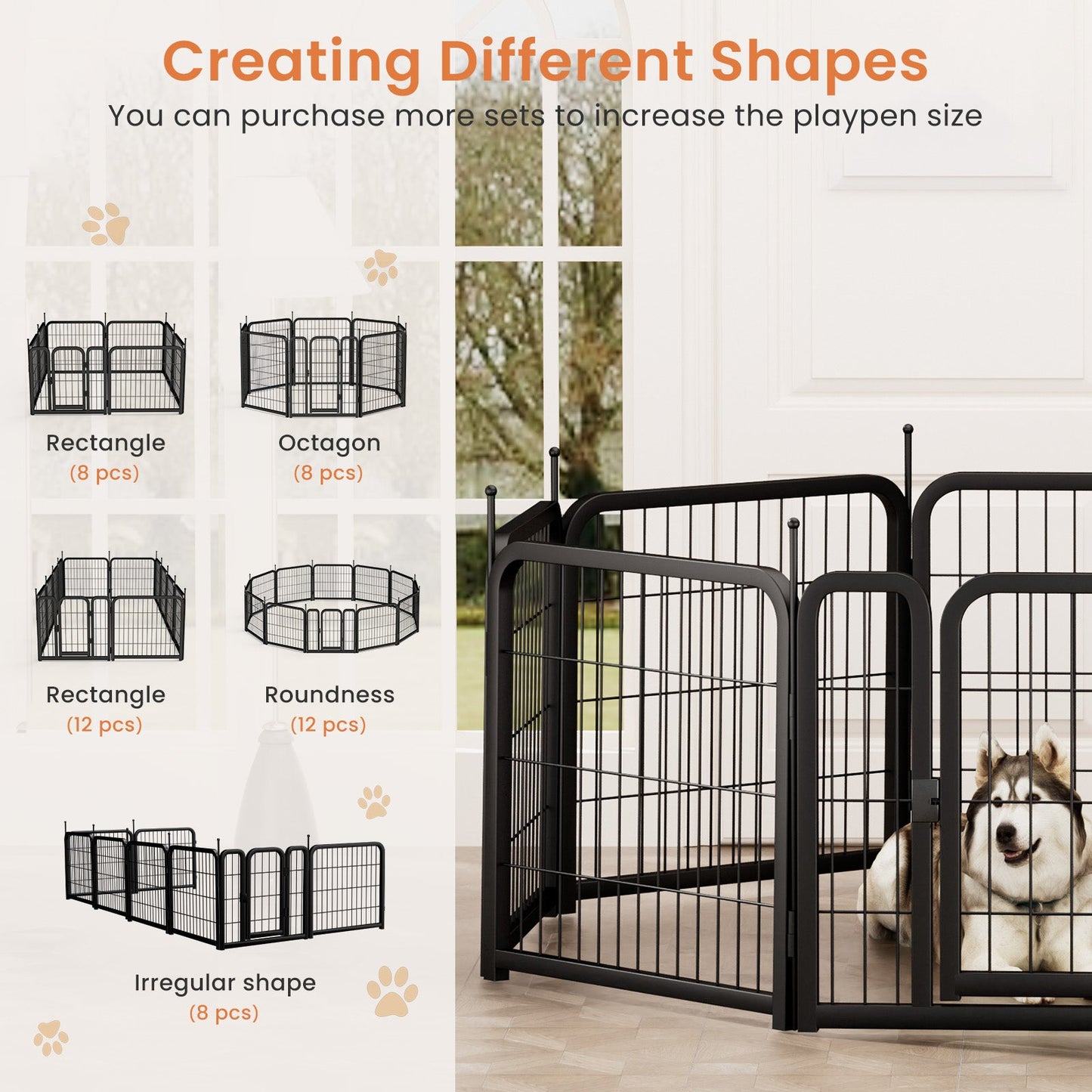 12 piece Portable Indoor & Outdoor Dog Fence, 24 inch