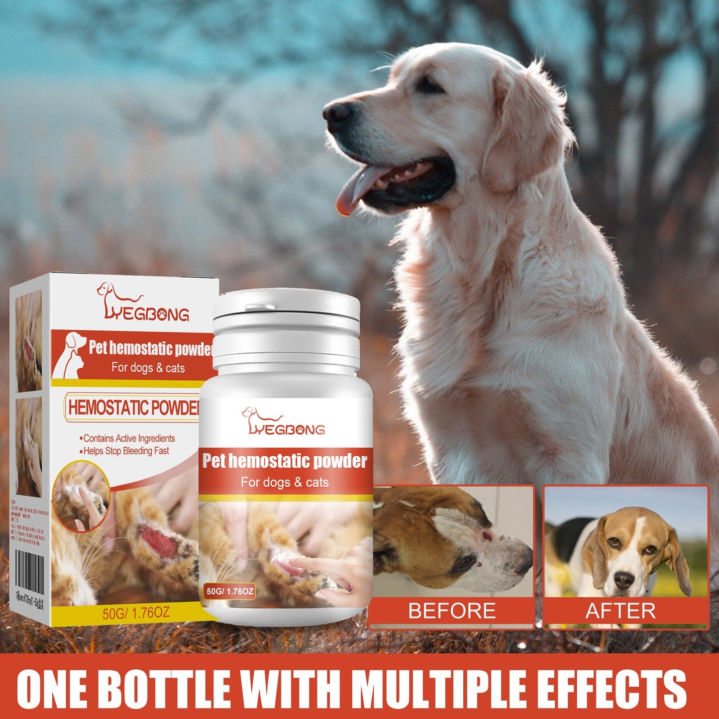 Pet Hemostatic Styptic Wound Healing Powder