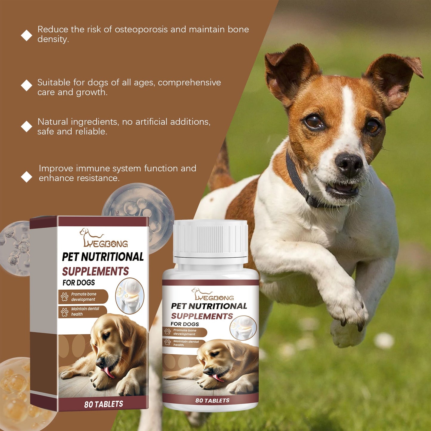 Milk Calcium & Vitamin Supplement Tablets For Dogs