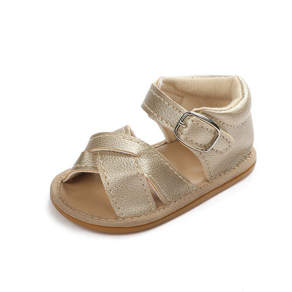 PU Baby Girl Sandals with PVC-Rubber Soles