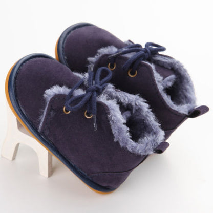 Lace-Up Cotton Baby Ankle Booties