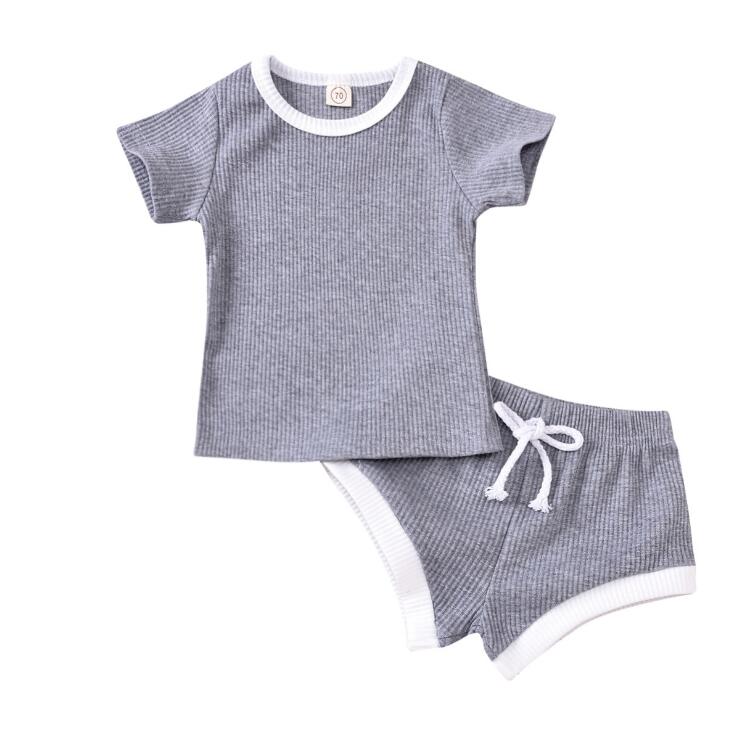 Baby Ribbed Short-Sleeve Top & Shorts Set