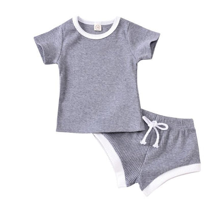 Baby Ribbed Short-Sleeve Top & Shorts Set