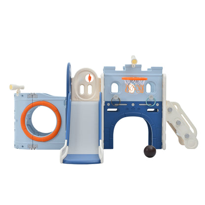 10-in-1 Pirate Ship Toddler Slide Set with Basketball Hoop
