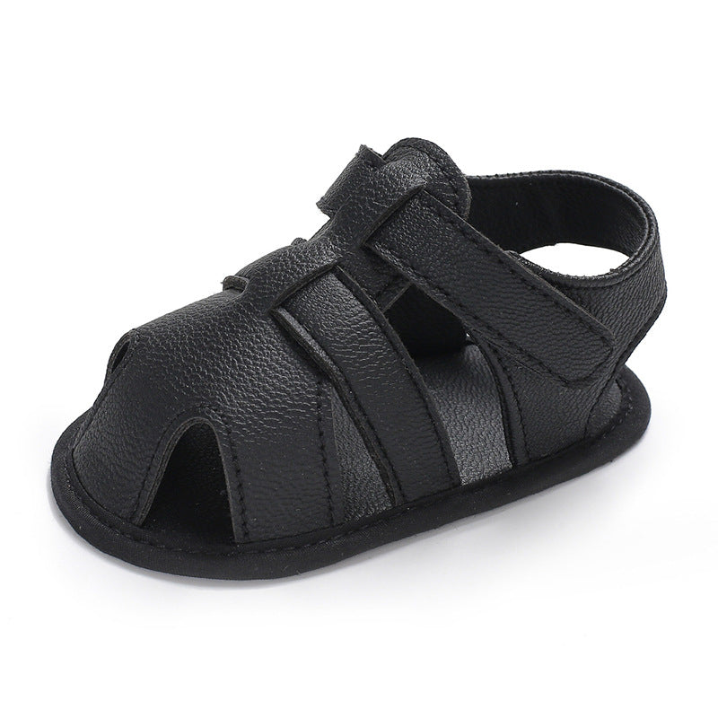 Solid-Color Baby Boy Cotton Sandals with Velcro