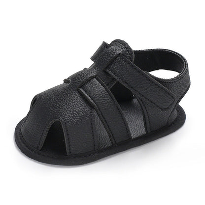 Solid-Color Baby Boy Cotton Sandals with Velcro
