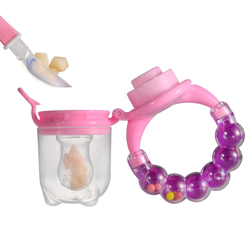 Baby Fruit Feeder Pacifier with Hand Bell Toy