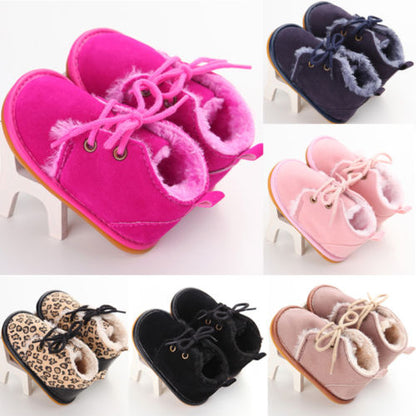 Lace-Up Cotton Baby Ankle Booties