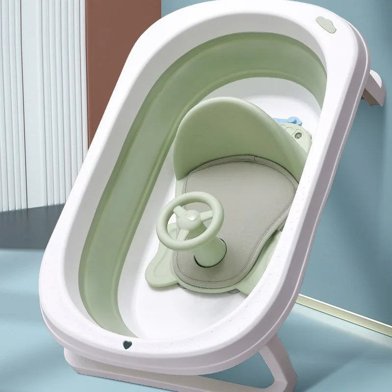Foldable Baby Shower Basin With Seat & Anti-Slip Pad
