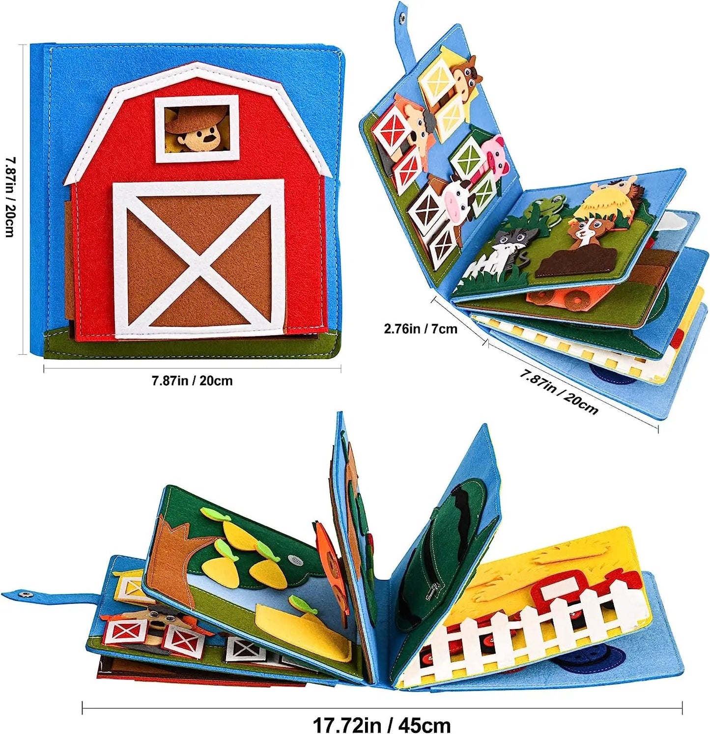 Montessori Farm Animal Busy Board Sensory Activity Toy