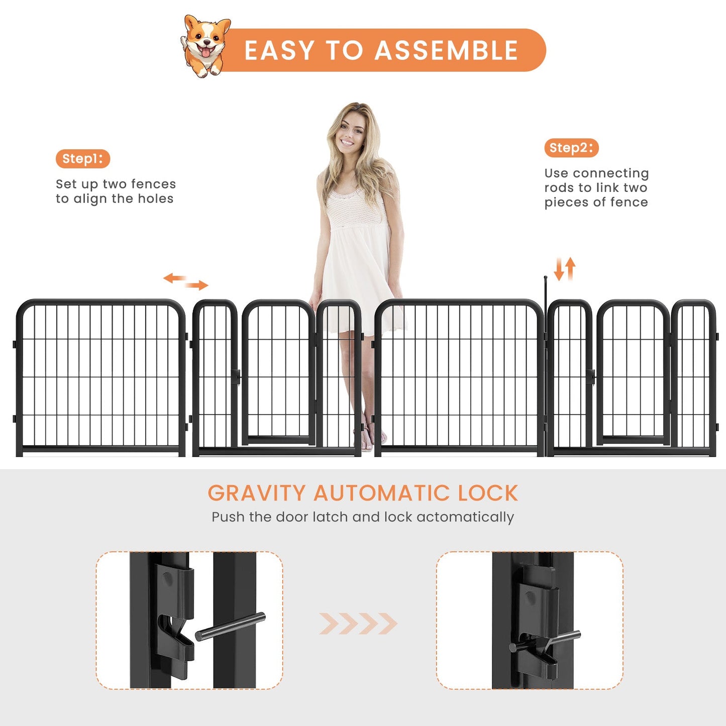 12 piece Portable Indoor & Outdoor Dog Fence, 24 inch