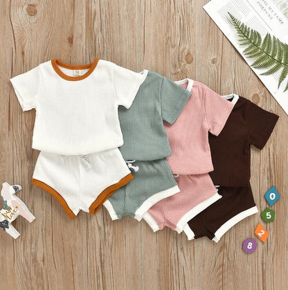 Baby Ribbed Short-Sleeve Top & Shorts Set
