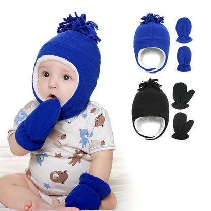 Newborn Beanie Hat & Gloves Set with Ears