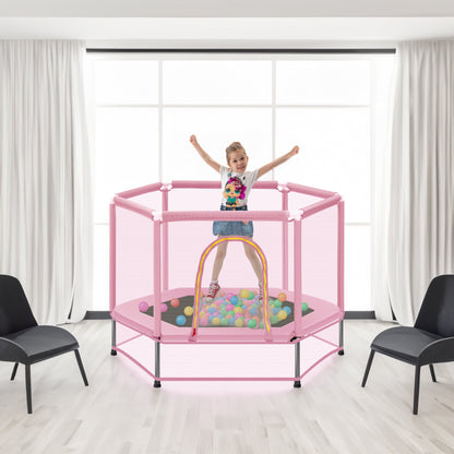 55" Kids Mini Trampoline with Safety Net & Ocean Balls