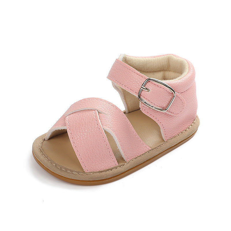 PU Baby Girl Sandals with PVC-Rubber Soles