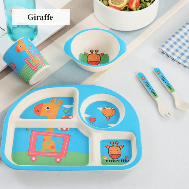 5-Piece Bamboo Fiber Baby Dinnerware & Feeding Set