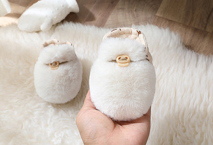 Plush Fleece Baby Winter Booties with Soft Soles