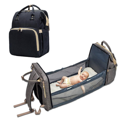Convertible Lightweight Baby Diaper Bag Backpack & Bed