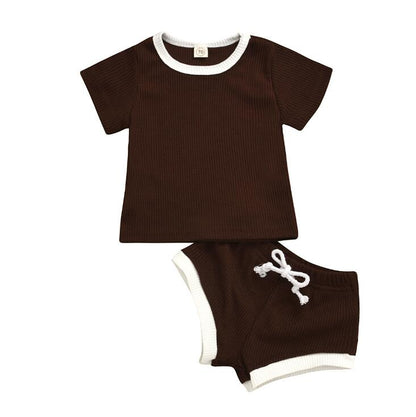 Baby Ribbed Short-Sleeve Top & Shorts Set
