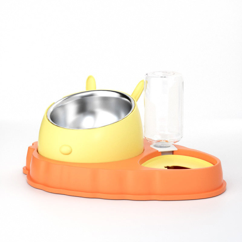Carrot Design Tilted Double Pet Feeding Bowl