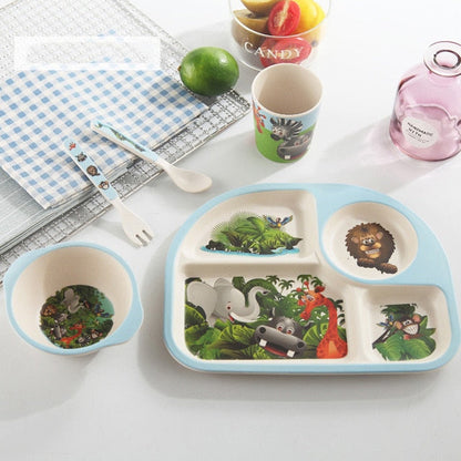 5-Piece Bamboo Fiber Baby Dinnerware & Feeding Set