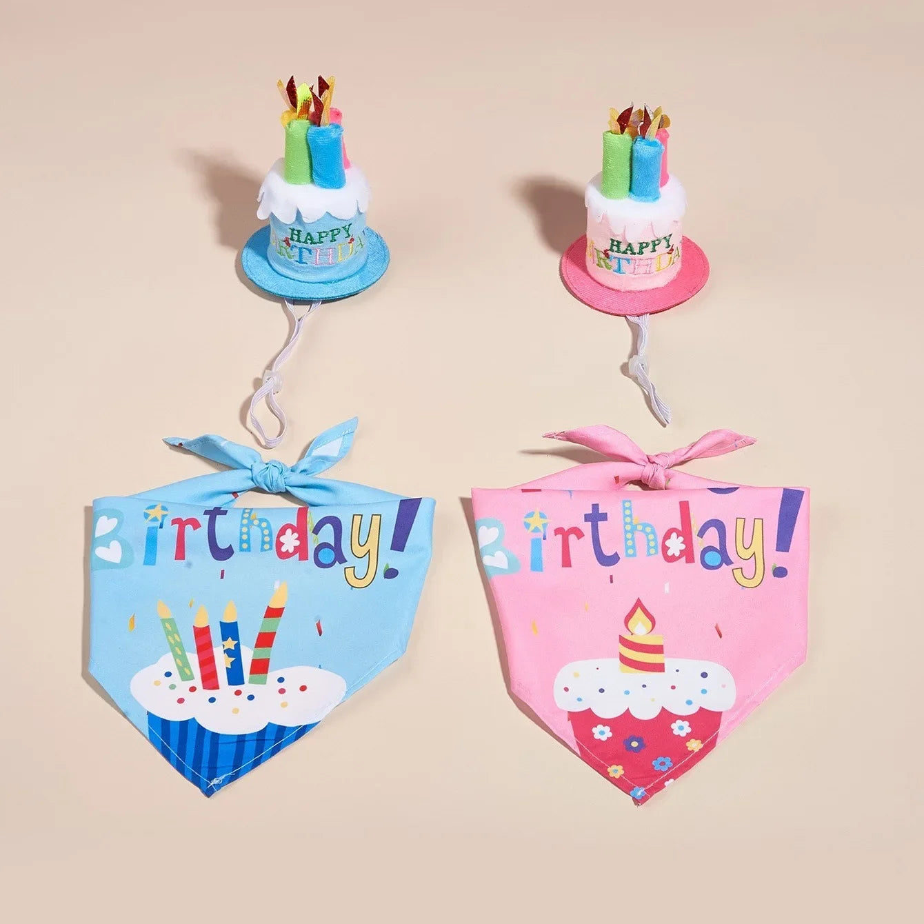 Pet Birthday Party Costume Set with Hat & Bandana