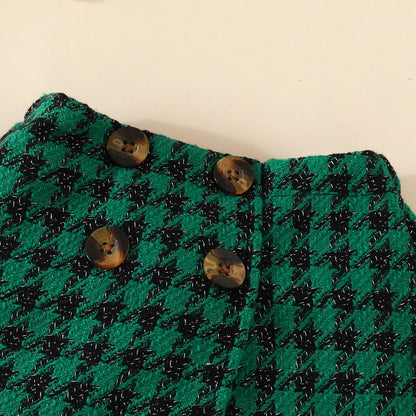 Toddler Christmas Knit Top, Plaid Skirt & Hat Set