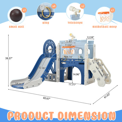 9-in-1 Pirate Ship Toddler Slide Set with Tunnel & Hoop