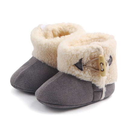 Plush-Lined Baby & Toddler Winter Ankle Boots with Buckle