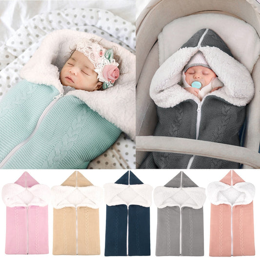Knit Button Swaddle Wrap Baby Sleeping Bag & Sleepsack