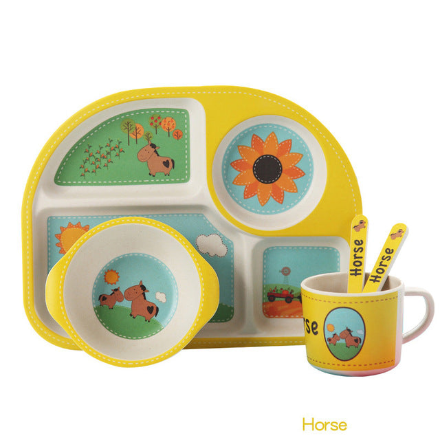 5-Piece Bamboo Fiber Baby Dinnerware & Feeding Set