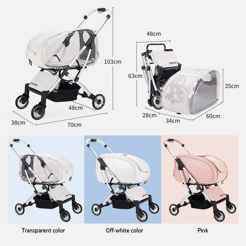 Foldable 4-Wheel Pet Dog & Cat Stroller (up to 15kg)