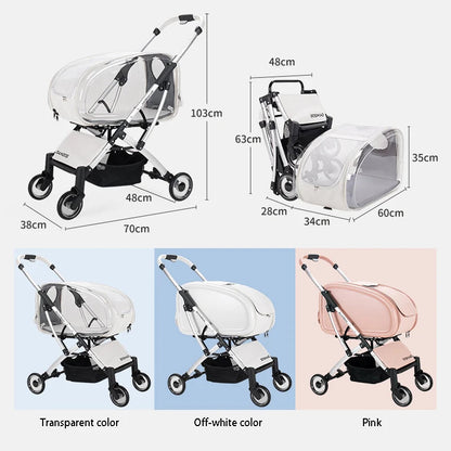 Foldable 4-Wheel Pet Dog & Cat Stroller (up to 15kg)
