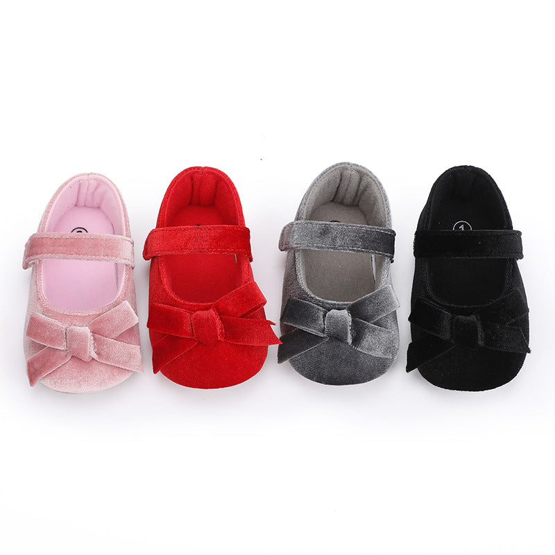 Baby Girl Flannel Dress Shoes with Soft Soles