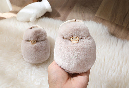 Plush Fleece Baby Winter Booties with Soft Soles