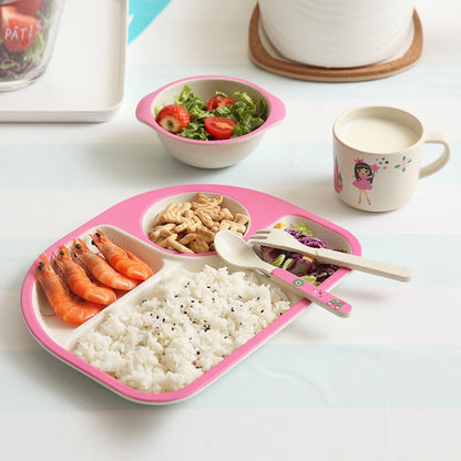 5-Piece Bamboo Fiber Baby Dinnerware & Feeding Set