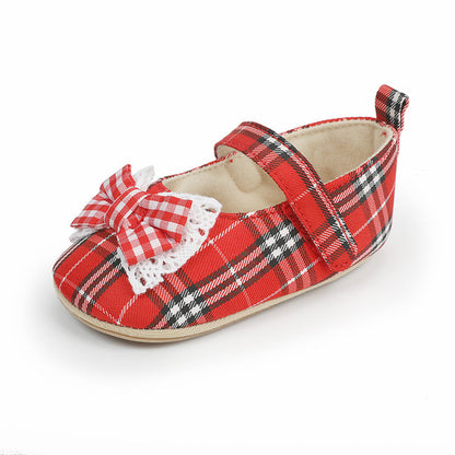 Cloth-Upper Baby Girl Shoes with PVC Soles