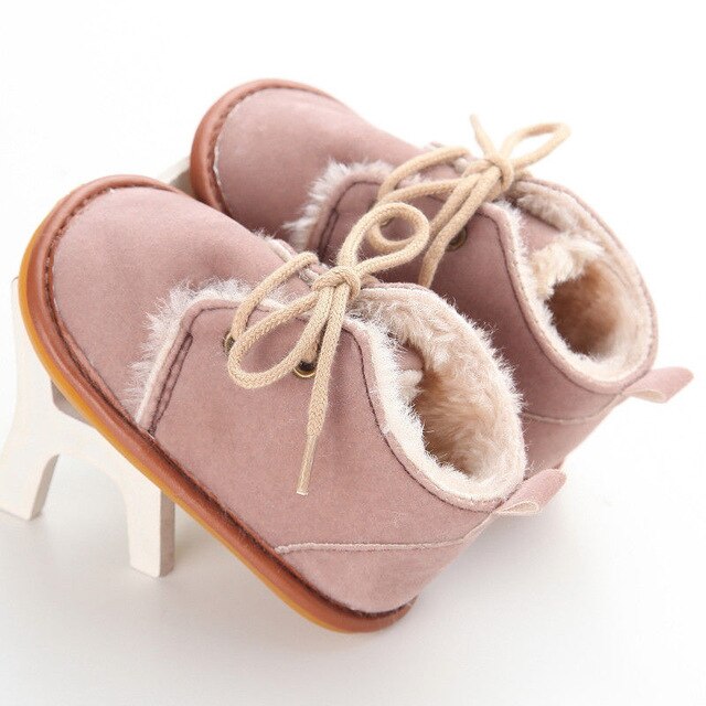 Lace-Up Cotton Baby Ankle Booties