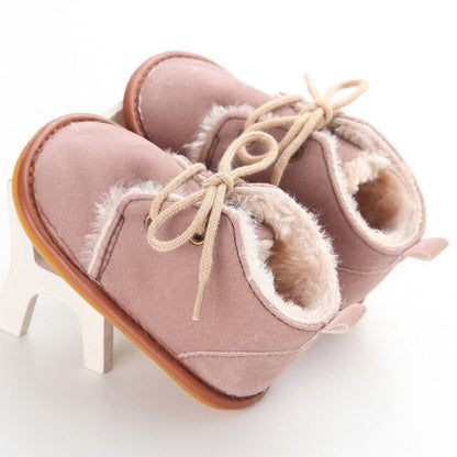 Lace-Up Cotton Baby Ankle Booties
