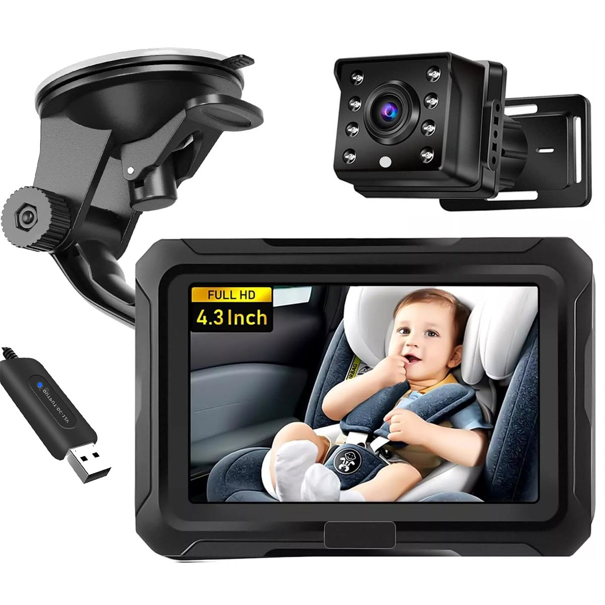 4.3 " HD 1080P Car Baby Monitor Mirror
