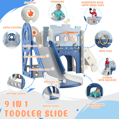 9-in-1 Pirate Ship Toddler Slide Set with Tunnel & Hoop