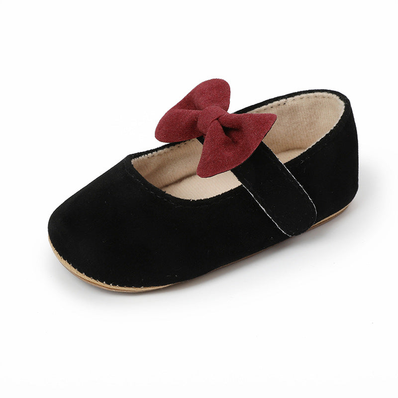 Bow-Detail Cotton Baby Girl Shoes with Velcro