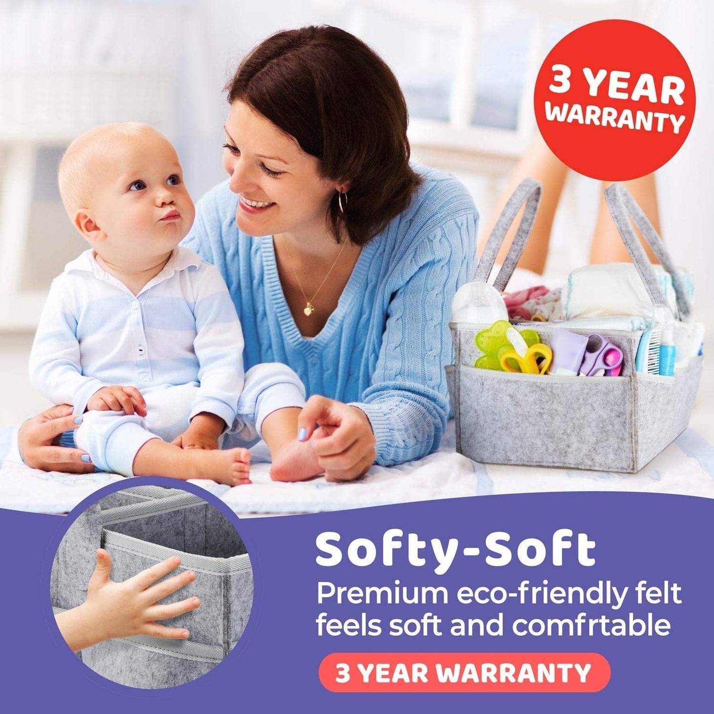 Portable Baby Diapeer Caddy Organizer & Nursery Storage