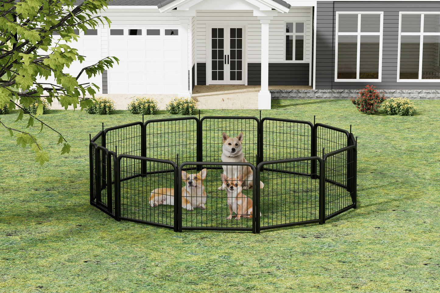 12 piece Portable Indoor & Outdoor Dog Fence, 24 inch