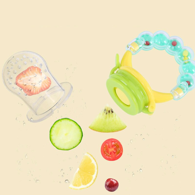Baby Fruit Feeder Pacifier with Hand Bell Toy