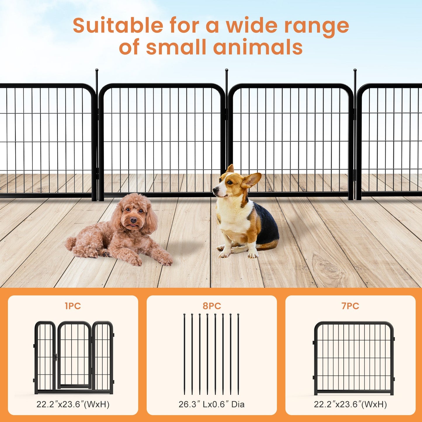 12 piece Portable Indoor & Outdoor Dog Fence, 24 inch