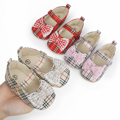 Cloth-Upper Baby Girl Shoes with PVC Soles