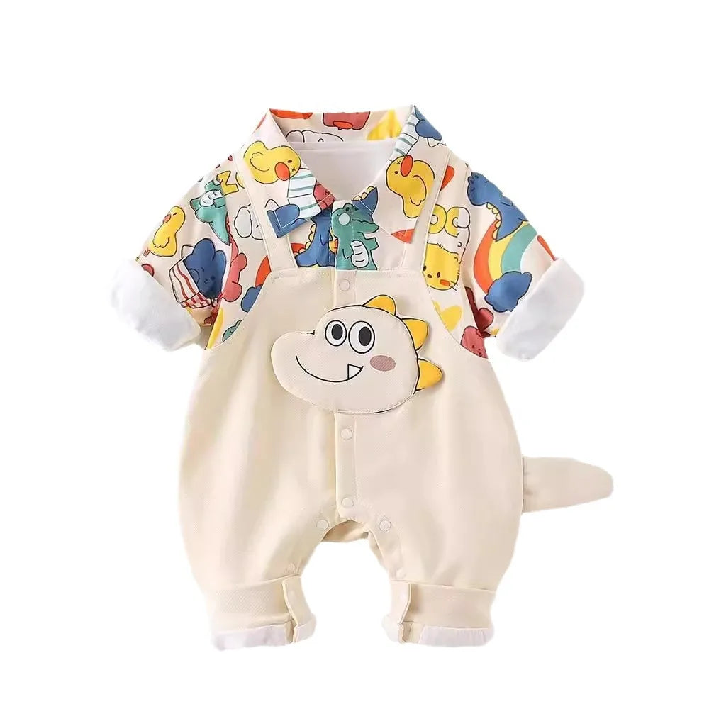 Unisex Cotton Doodle Long-Sleeve Baby Romper